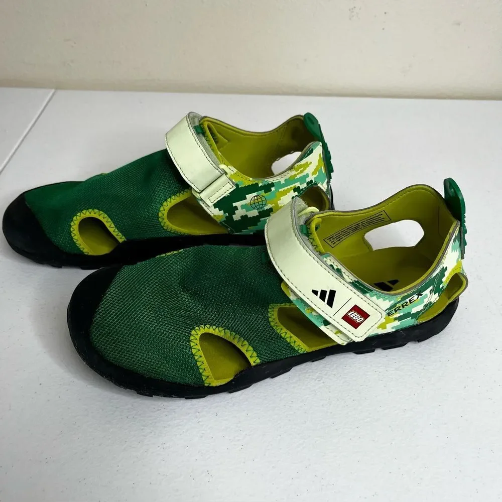 Adidas X Lego Terrex Captain Toey Core Green Glow Sandals Kids 6 Hiking Water